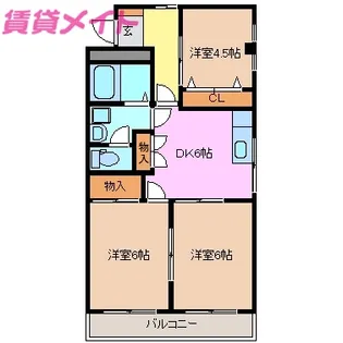 ベルメゾン白子【1階】の間取り