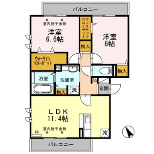 セゾンクレールI棟【3階】の間取り