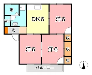 ガーデンビュー西中4棟【2階】の間取り