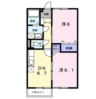 カンパーニュ弐番館【1階】の間取り
