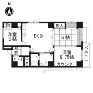 京都グランドハイツ611【6階】の間取り