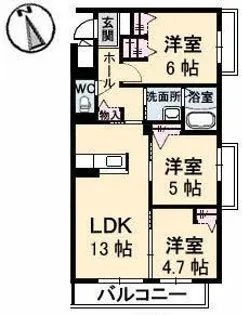 エルミタージュ 3番館【3階】の間取り