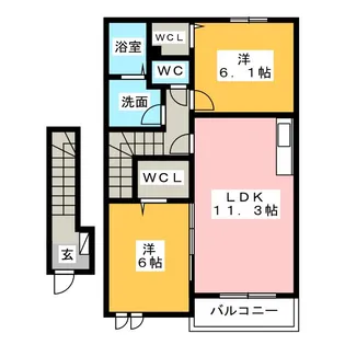 フレイム・アクティーボI【2階】の間取り