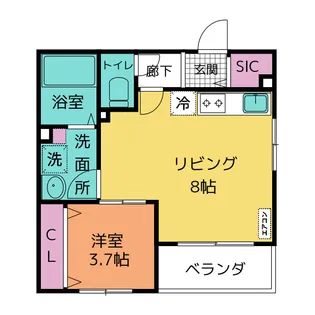 クロシェット庄内通【3階】の間取り