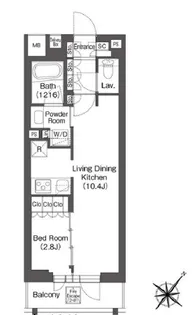 レフィールオーブ代々木【4階】の間取り