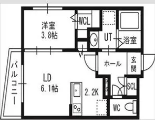 アルファスクエア北12西3【6階】の間取り