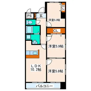 新田東レジデンス五番館【2階】の間取り