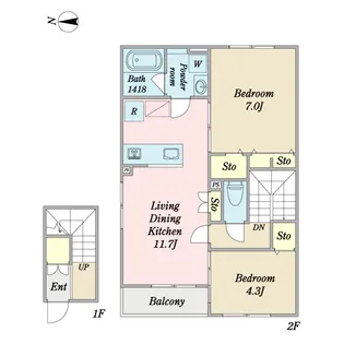 アネーロ上小【2階】の間取り
