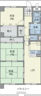 OS・SKYパークサイドヴィラ白山【4階】の間取り