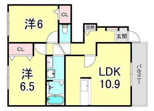 シャトーシモハタ2【1階】の間取り