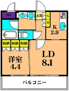 フレンシア南品川【1階】の間取り