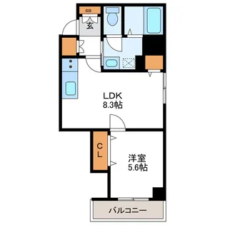 ブルースカイ北20【6階】の間取り