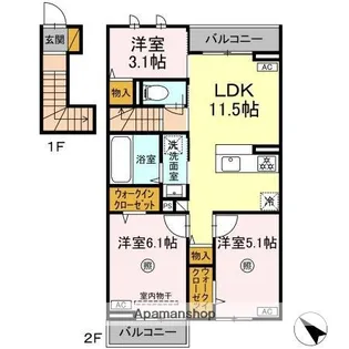 ハレカフア【2階】の間取り