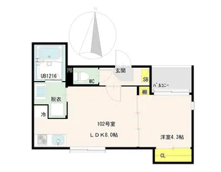 フェリーチェ四つ木【1階】の間取り