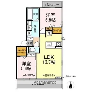 ハピネス田神駅前【2階】の間取り