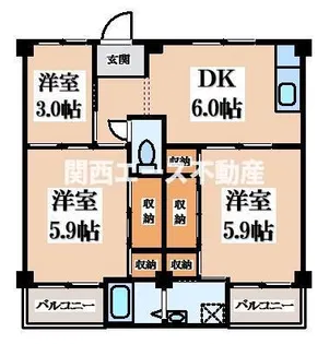 ビレッジハウス水島【1階】の間取り