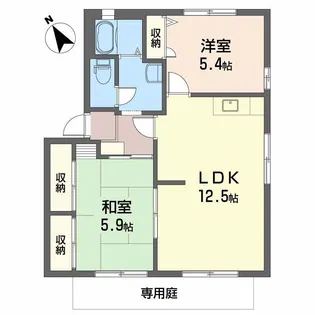 アヴィニールワタベ B棟【1階】の間取り