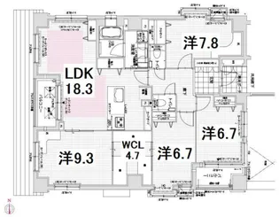 プリオーレ京都三条高倉【3階】の間取り