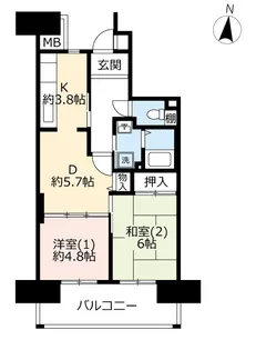 URコンフォール霞ヶ丘【6階】の間取り