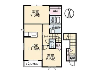 シャーメゾン モモ【2階】の間取り