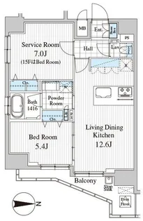 Totsu Residence Kaminarimon【15階】の間取り