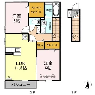茨城県古河市上辺見【アパート】の間取り