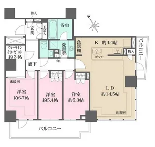 ザ・パークハウス三田ガーデン タワー棟【2階】の間取り