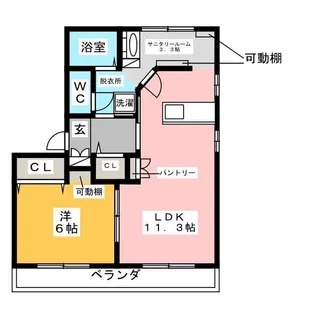 レオエルドB棟【2階】の間取り