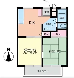 シャトー弥生D【2階】の間取り