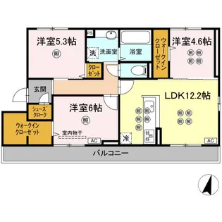 岡山県岡山市北区北方2【アパート】の間取り
