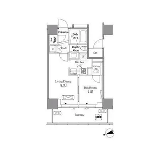 レジディアタワー目黒不動前【9階】の間取り