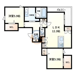 内代レジデンスサウス【4階】の間取り