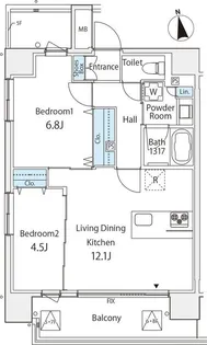 エンテヴィレ南麻布【7階】の間取り