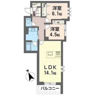 ザ グランド 自治医大【2階】の間取り