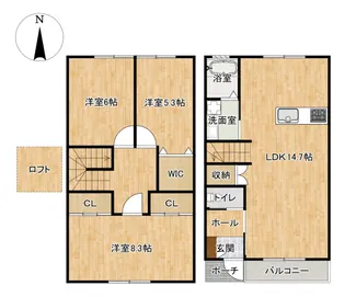 ルァラルN メゾン【1階】の間取り