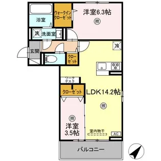 M&S中央町プレミアム B棟【2階】の間取り