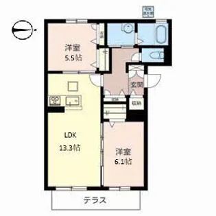 グリーン・ファースト山本【1階】の間取り