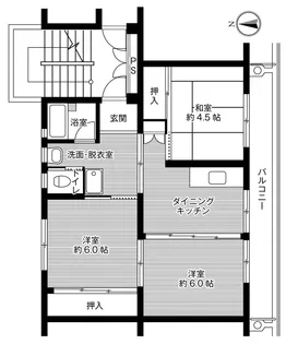 ビレッジハウス ・ 横手1号棟 / 横手市旭が丘【1階】の間取り