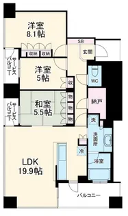 パークナード中之島公園ロジュマン【21階】の間取り