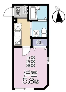 グランシャレー千住旭町【2階】の間取り