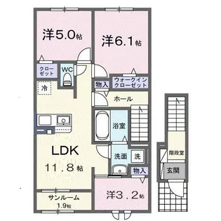 ハッピーフィールド なのはな館【2階】の間取り
