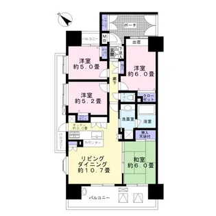 カインドステージ竹ノ塚【6階】の間取り