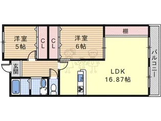 ルミエールコート住吉【2階】の間取り