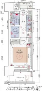 エステムプラザ大手前エヴァース【3階】の間取り