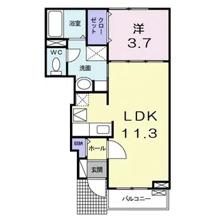 サニーハウスHagiwaraIII【1階】の間取り