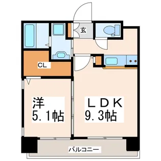 フェリーチェ味噌天神【2階】の間取り
