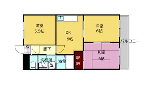 グレースコーポ東生駒【3階】の間取り