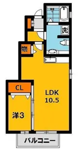 ローズコート宮原B【1階】の間取り