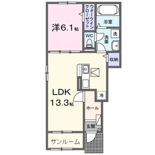 カーサ・アティラン B【1階】の間取り