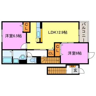 カーサ・フェリーチェスI・II【2階】の間取り